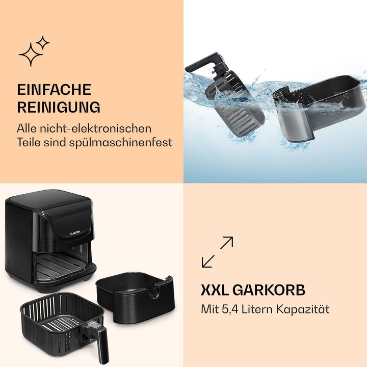 Klarstein Heissluftfritteuse, Sparsamer Airfryer, Fritteuse, Heissluft-Fritteuse für Knusprige Pomme