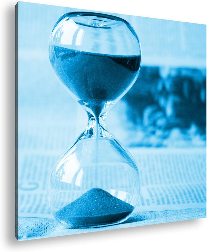 deyoli Elegante Sanduhr auf Einer Zeitung im Format: 70x70 Effekt: Zeichnung als Leinwandbild, Motiv