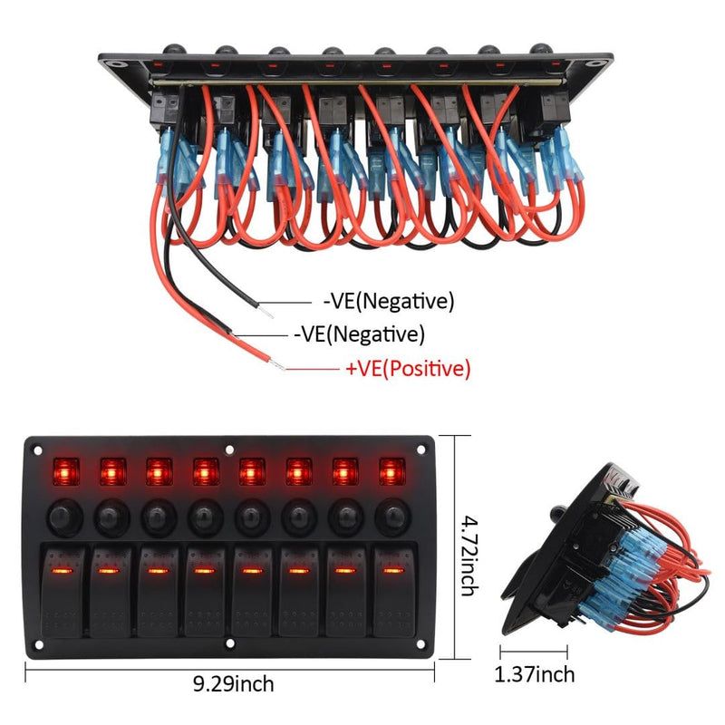 Geloo Marine Boat Toggle Rocker Switch Panel 8 Gang ON-Off Zündschalter wasserdicht 12V/24V Leistung