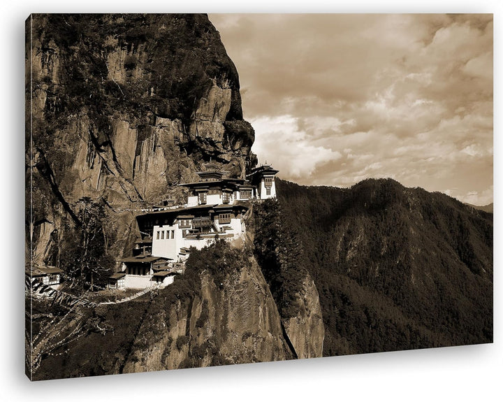 deyoli berühmtes Tigernest Kloster im Himalaya Format: 80x60 Effekt: Sepia als Leinwandbild, Motiv f