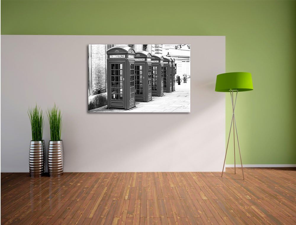 Pixxprint Londoner Telefonzellen als Leinwandbild/Grösse: 100x70 cm/Wandbild/Kunstdruck/fertig bespa