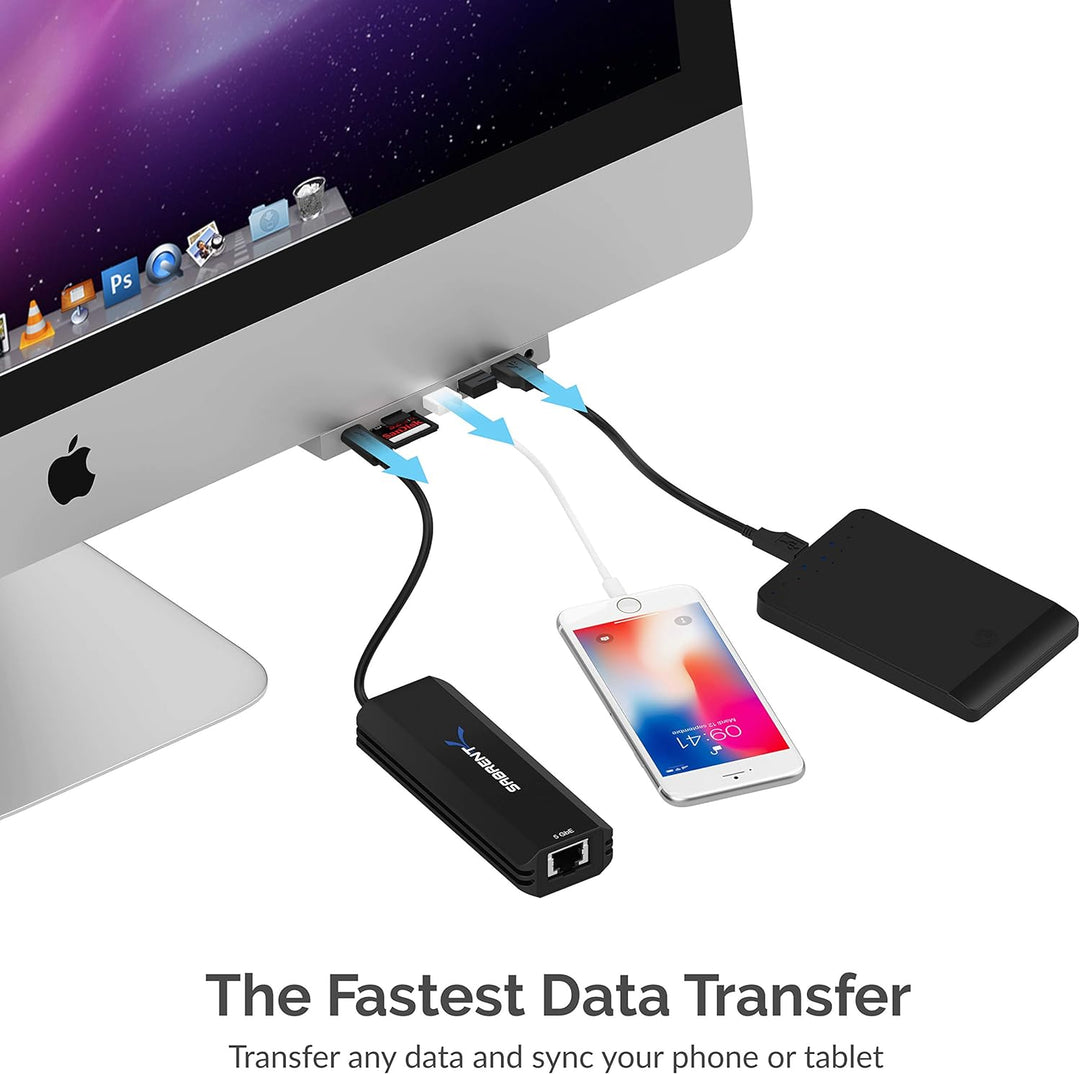 SABRENT iMac USB C Hub aktiv 3.2 Gen1 mit netzteil, 4K HDMI, 3.2 Gen2 Port + 3 USB 3.2 gen1, SD/Micr