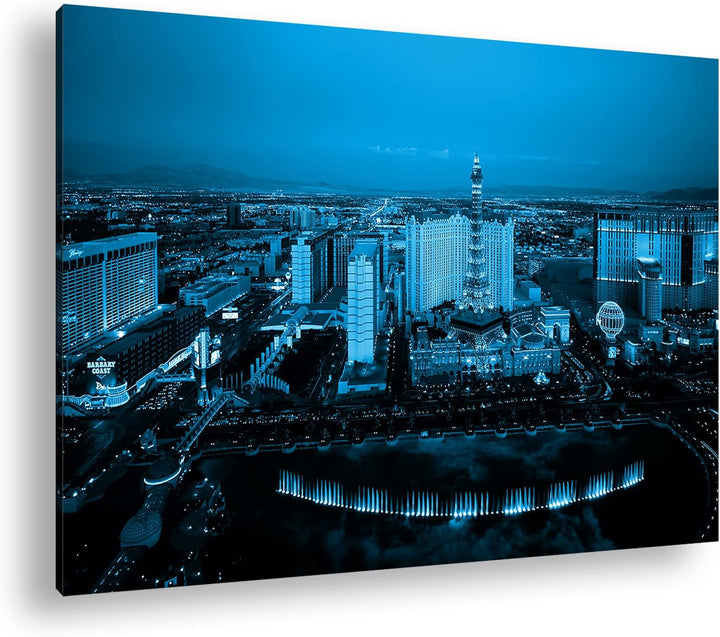 deyoli berühmtes Casino in Las Vegas Format 100x70 Effekt: Monocrome Blau als Leinwandbild, Motiv fe