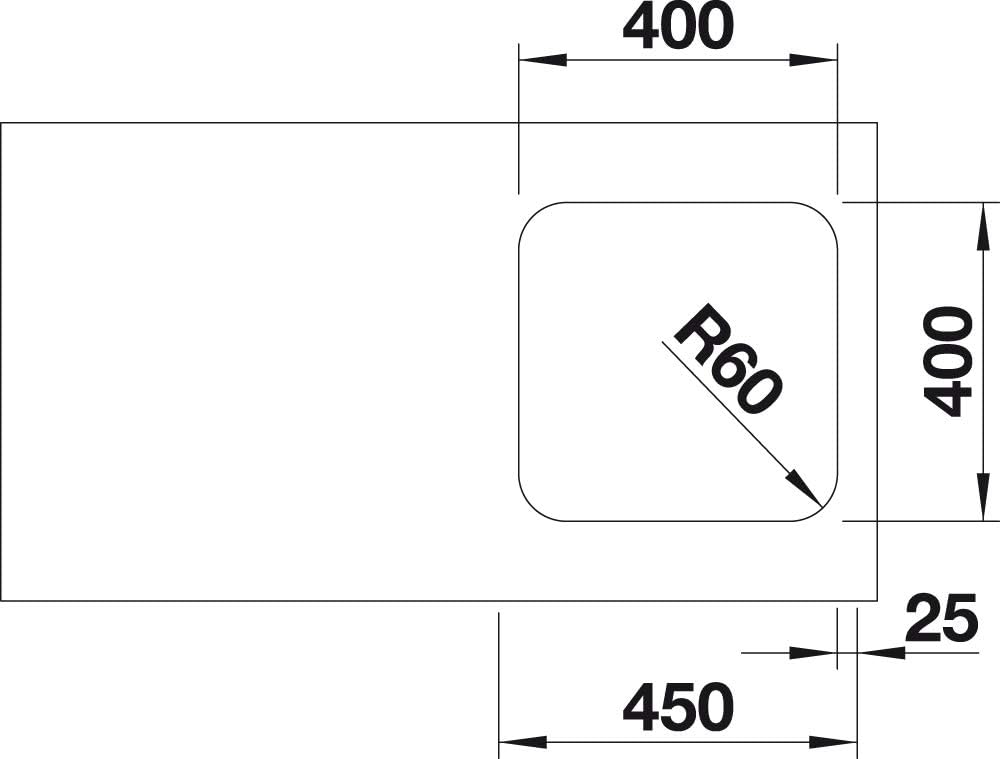 BLANCO SUPRA 400-U | Edelstahl | Einbauart: Unterbau | ohne Ablauffernbedienung | 45er Unterschrank
