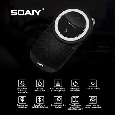 SOAIY S61 Auto Kfz Freisprecheinrichtung Bluetooth V4.1 Freisprechanlage Multipoint Car-Kit für Sonn