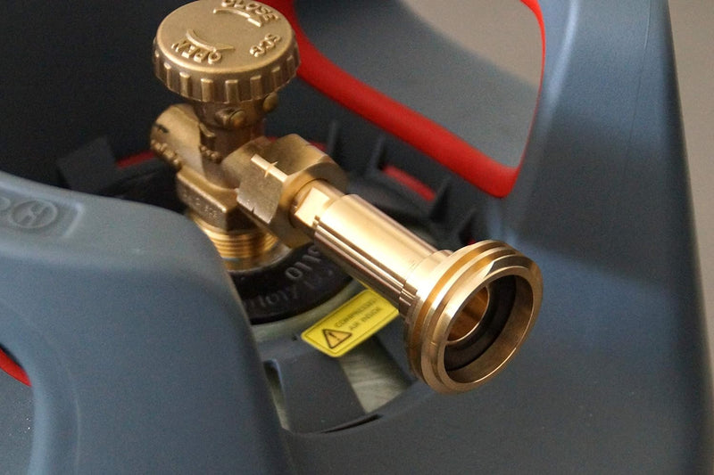 Drehmeister Acme Tankadapter zum Befüllen von Gasflaschen mit W21,8 x 1/14 LH Gewinde (z.B. französi