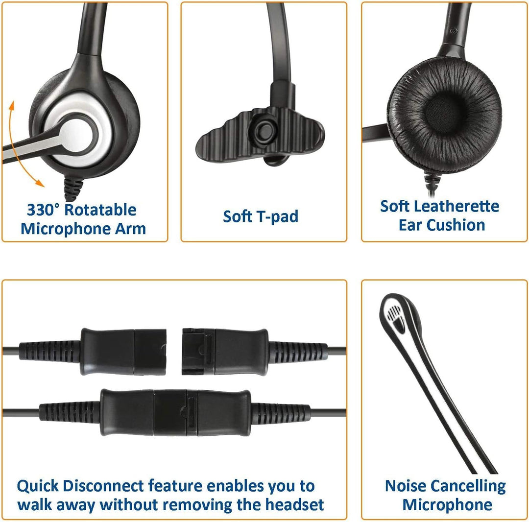 2,5mm Schnurlos Telefon Headset Mono mit Noise Cancelling Mikrofon, Quick Disconnect, WANTEK Festnet