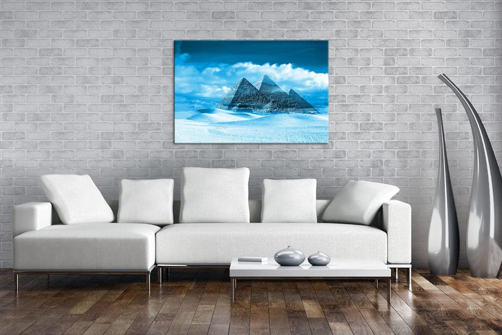 deyoli Die Pyramiden von Gizeh Format: 80x60 Effekt: Monocrome Blau als Leinwand, Motiv fertig gerah
