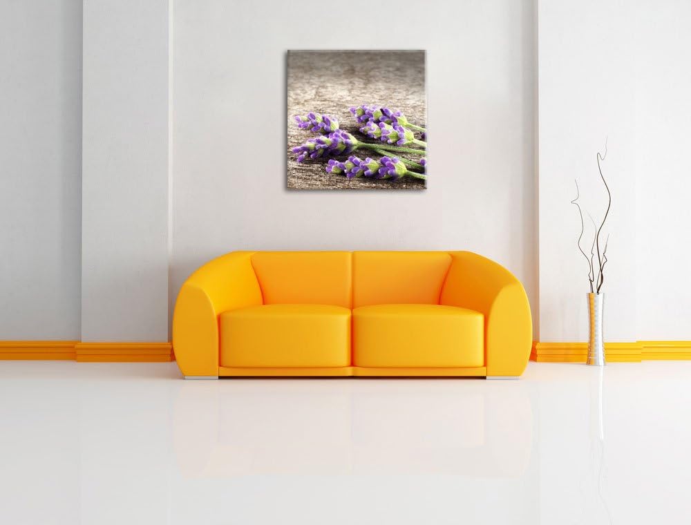 Pixxprint Liegender frischer Lavendel, Format: 70x70 auf Leinwand, 70x70