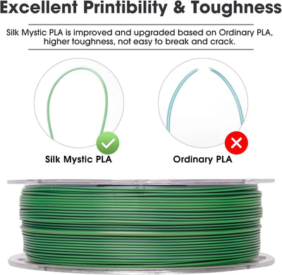 eSUN Seide Dreifarbiges PLA Filament 1.75mm, Glänzende Seide Mystic PLA 3D Drucker Filament, 1KG Spu