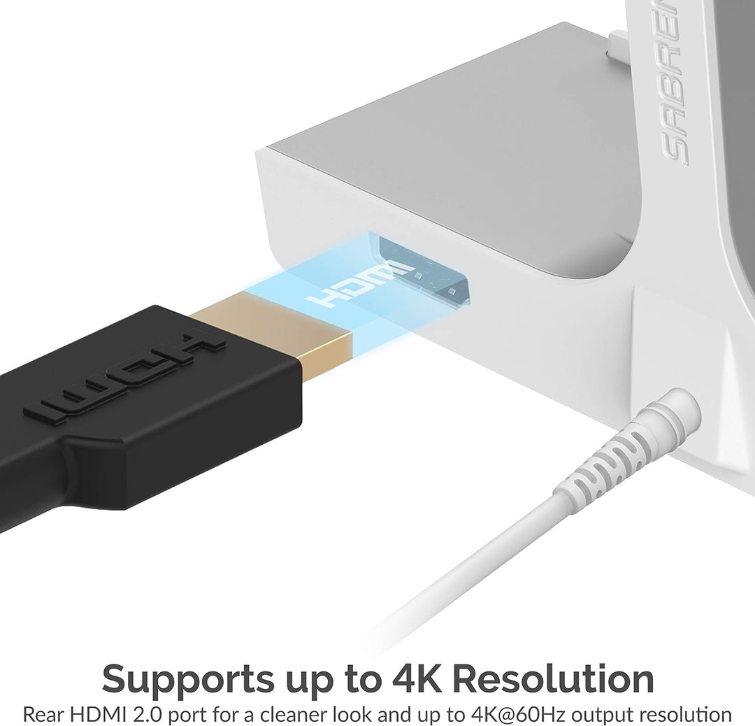 SABRENT iMac USB C Hub aktiv 3.2 Gen1 mit netzteil, 4K HDMI, 3.2 Gen2 Port + 3 USB 3.2 gen1, SD/Micr