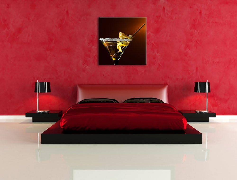 Pixxprint Cocktail Zuckerrand als Leinwandbild/Grösse: 70x70 cm/Wandbild/Kunstdruck/fertig bespannt,