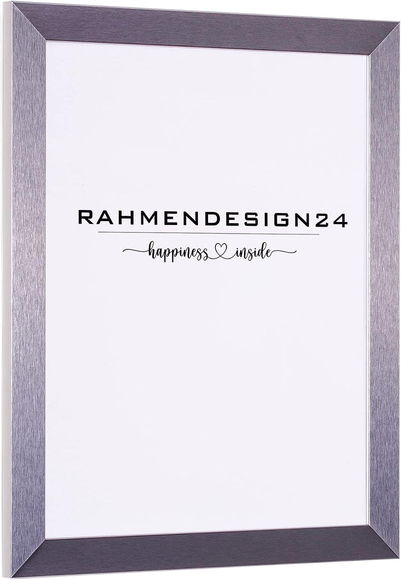 Rahmendesign24 Bilderrahmen Milano 50x70 (POSTERFORMAT) Silber (hochglanz) Fotorahmen, Wechselrahmen