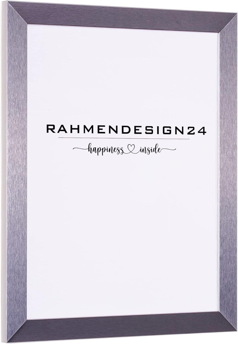 Rahmendesign24 Bilderrahmen Milano 60x60 Silber (hochglanz) Fotorahmen, Wechselrahmen, Posterrahmen,