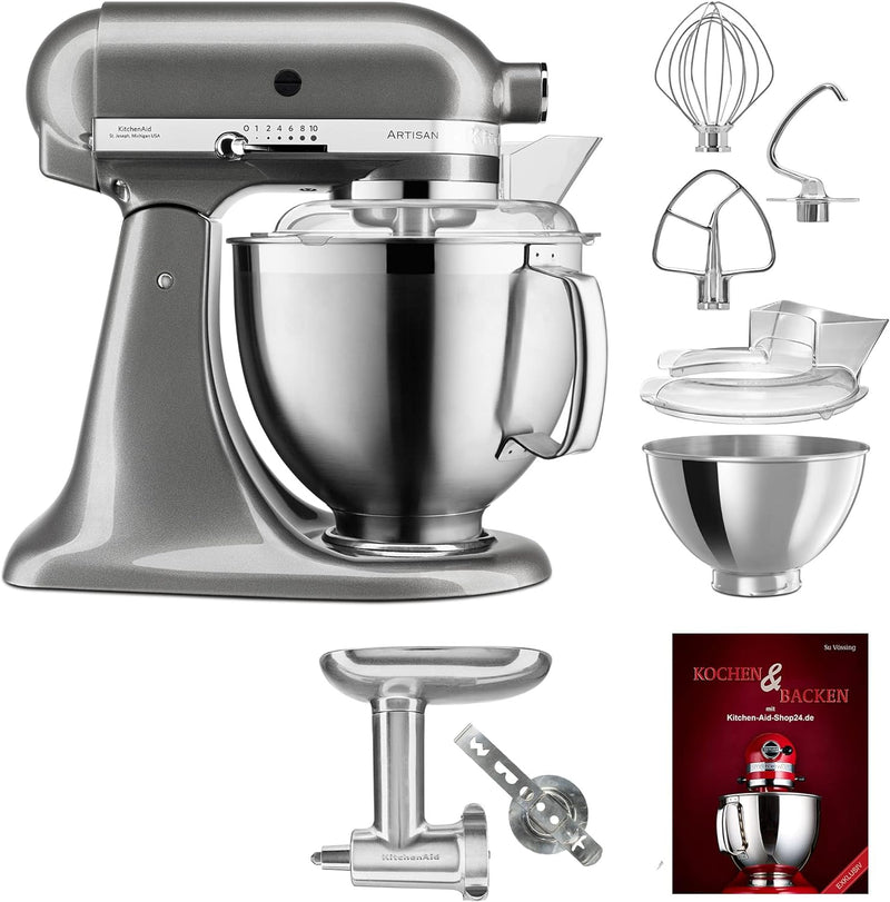 KitchenAid Küchenmaschine Artisan - P26 Starter Set 185er (FleischwGM) - 5KSM185PSEMS inkl. Fleischw