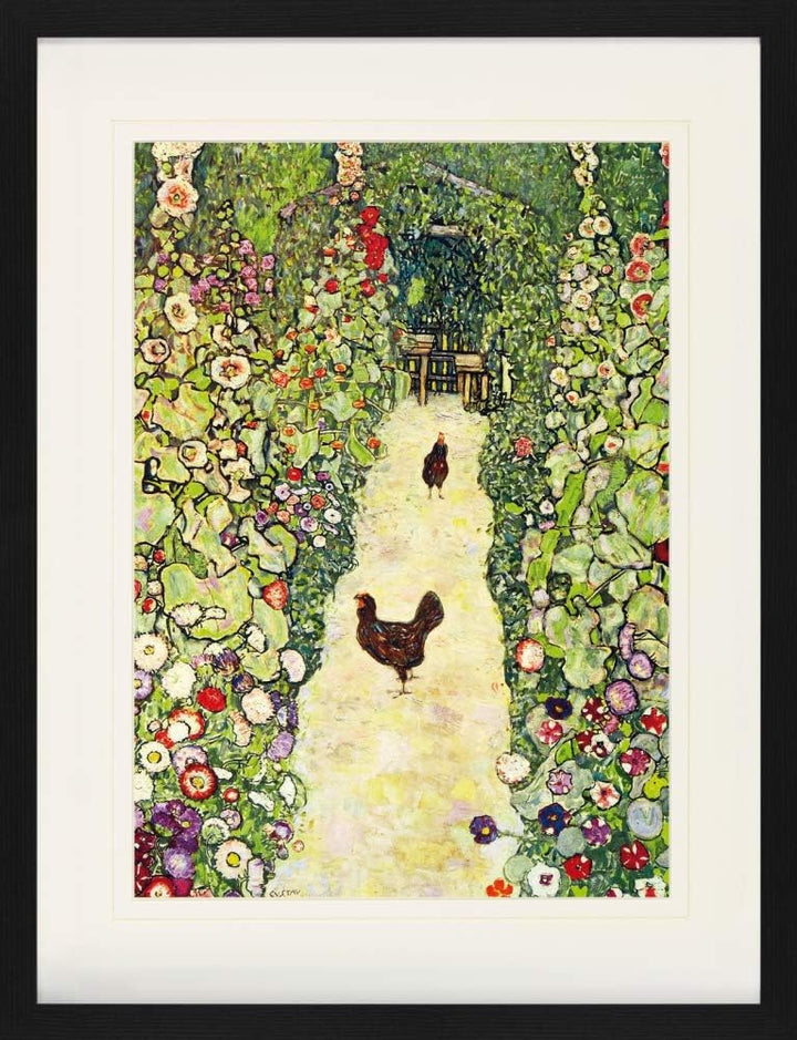 1art1 Gustav Klimt Poster Gartenweg Mit Hühnern, 1916 Gerahmtes Bild Mit Edlem Passepartout | Wand-B
