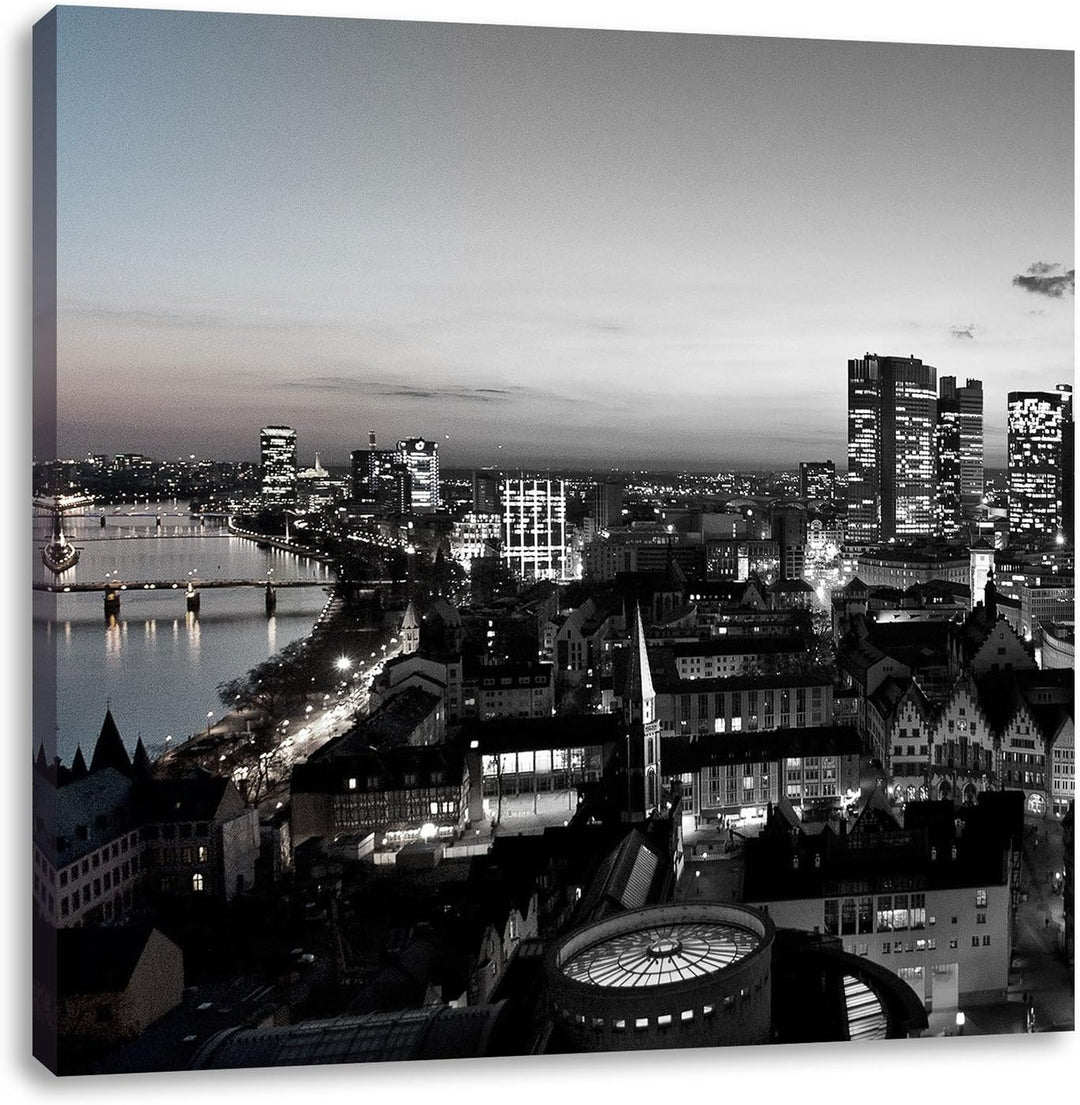 Pixxprint Frankfurter Skyline als Leinwandbild Quadratisch/Grösse: 70x70 / Wandbild/Kunstdruck/ferti