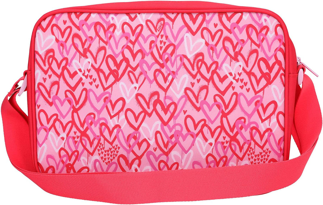 Depesche 12235 TOPModel One Love-Umhängetasche in Rosa und Rot mit Herzen, Tasche mit Reissverschlus