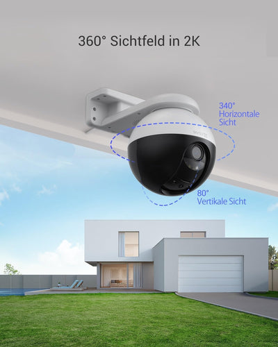 EZVIZ 2K WLAN IP PT Kamera, Outdoor Kamera mit KI-Personenerkennung, Active Verteidigung, 30 Meter F