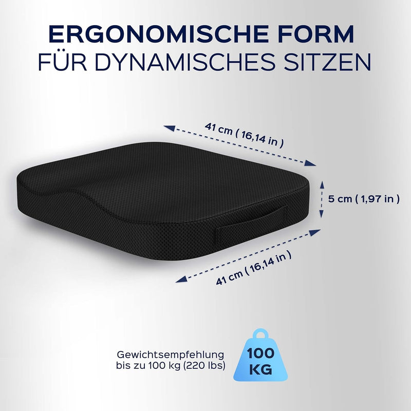 bonmedico Sitzkissen orthopädisch - Ergonomisches Memory Foam Kissen für Bürostuhl, Auto, Rollstuhlk