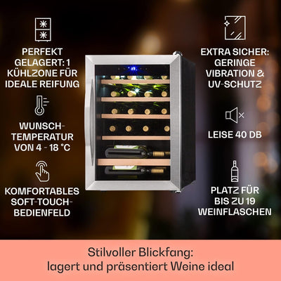 Klarstein Weinkühlschrank, Getränkekühlschrank Schmal, Kühlschrank mit Glastür, Getränkekühlschränke