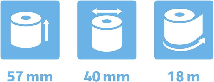 Exacompta 40349E 60er Pack Thermopapierrollen 1-lagig Breite: 57mm, Länge: 18m, Durchmesser Kern: 12