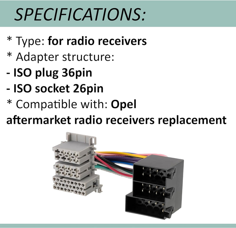 AERZETIX - C41235 - Stecker - ISO 26 Pins - 36 Pins für autoradio - kabelbaum - kompatibel mit Opel