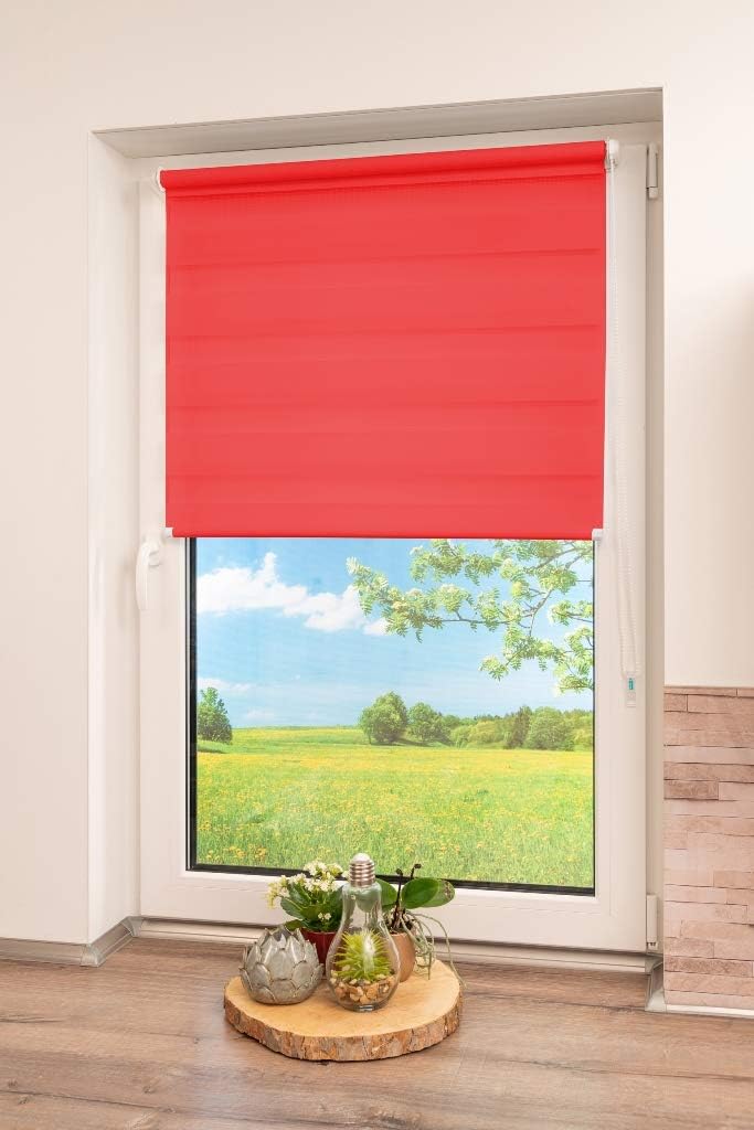 K-home Klemmfix Doppelrollo Madrid ohne Bohren Rot 100 x 150 cm (B x L) Rot 100x150 cm (B x L), Rot
