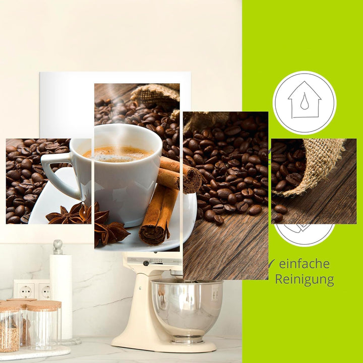 ARTland Glasbilder Wandbild Glas Bild einteilig 45x60 cm Hochformat Kaffee Coffee Cafe Kaffeetasse K