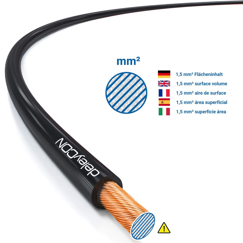 deleyCON 100m Lautsprecherkabel 2x 1,5mm² Boxenkabel CCA Kupferüberzogenes Aluminium 2x48x0,20mm Lit