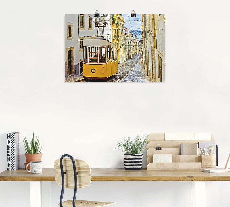 ARTland Poster Kunstdruck Wandposter Bild ohne Rahmen 90x60 cm Querformat Stadt Lissabon Strassenbah