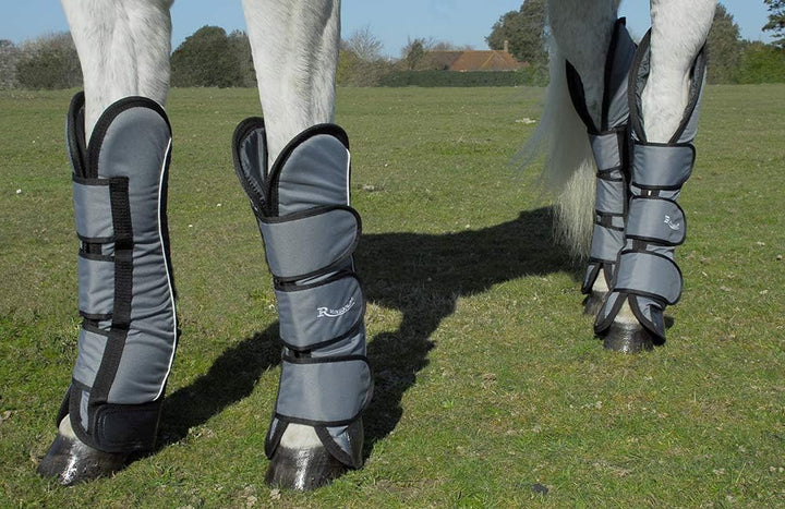 Rhinegold Elite Reisestiefel, volle Länge, 4 Stück silber / schwarz Volle Grösse, silber / schwarz V