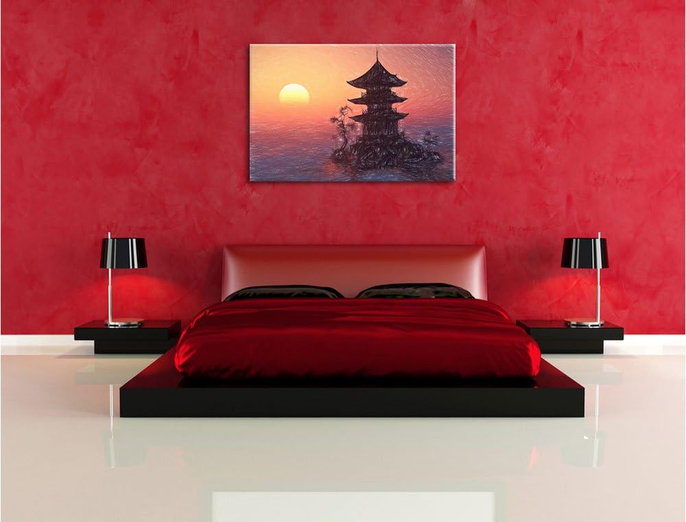 Pixxprint Buddhistischer Tempel in Asien als Leinwandbild/Grösse: 100x70 cm/Wandbild/Kunstdruck/fert