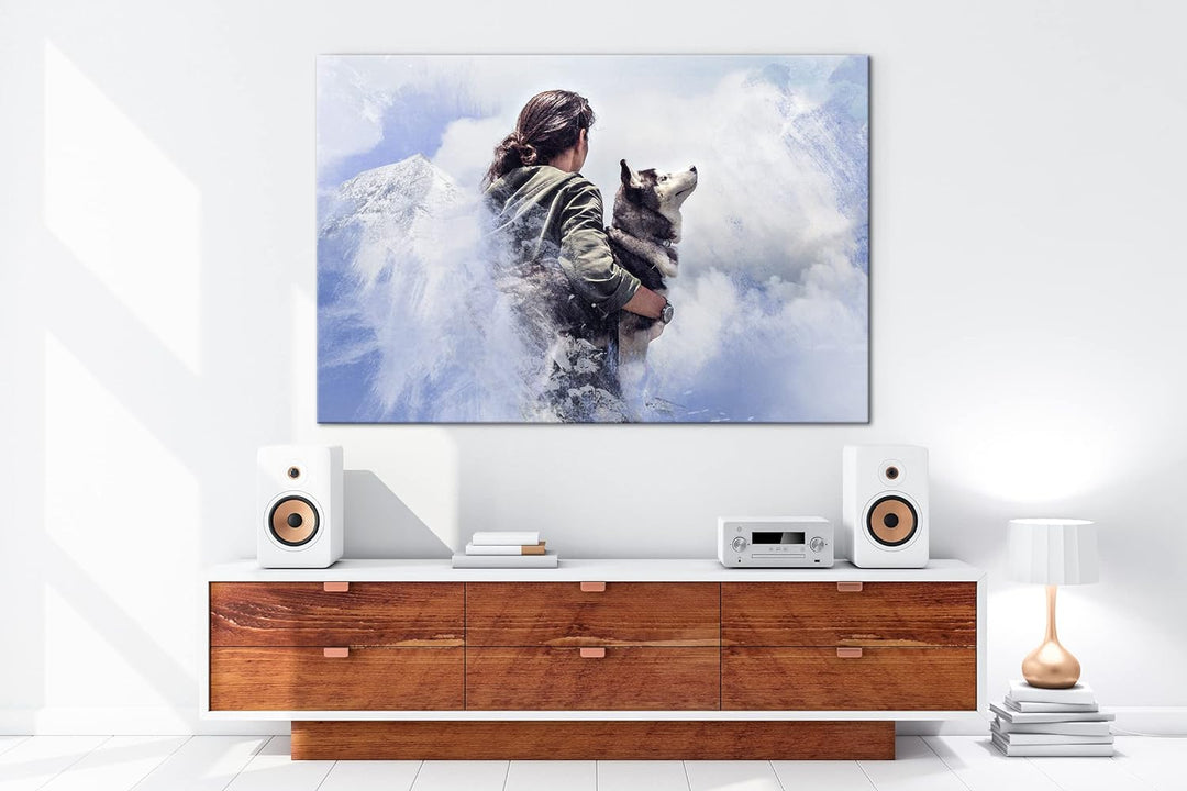 deyoli edler Husky Format: 80x60 als Leinwand, Motiv fertig gerahmt auf Echtholzrahmen, Hochwertiger