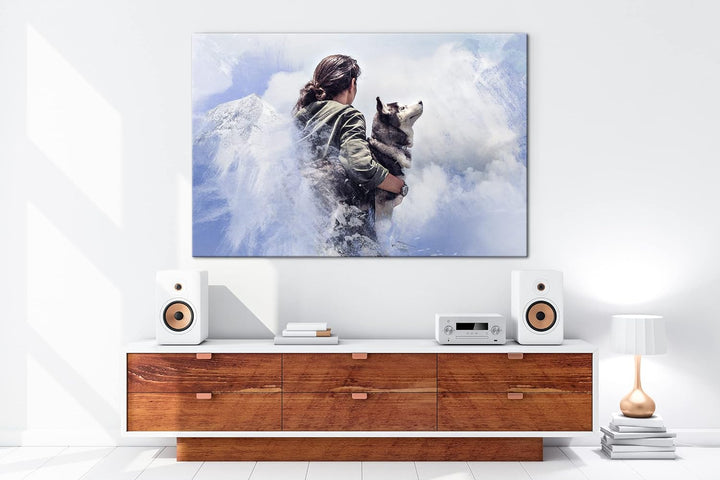 deyoli edler Husky Format: 80x60 als Leinwand, Motiv fertig gerahmt auf Echtholzrahmen, Hochwertiger