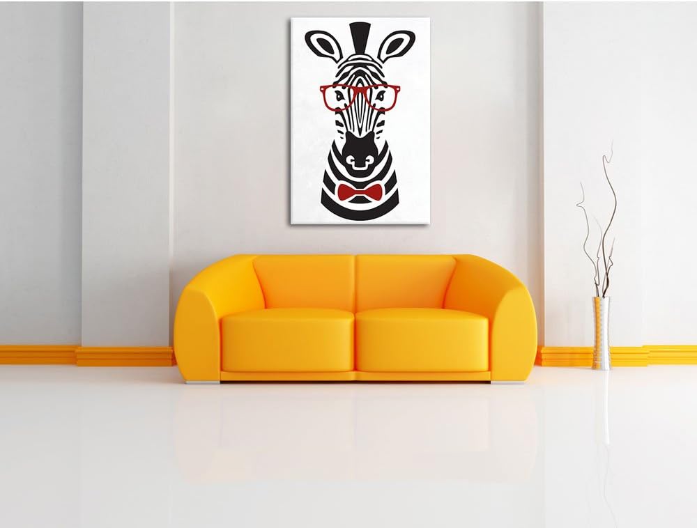 Pixxprint Hipster Zebra als Leinwandbild/Grösse: 100x70 cm/Wandbild/Kunstdruck/fertig bespannt 70x10