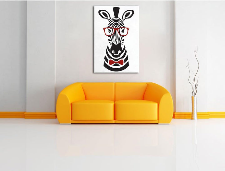 Pixxprint Hipster Zebra als Leinwandbild/Grösse: 100x70 cm/Wandbild/Kunstdruck/fertig bespannt 70x10