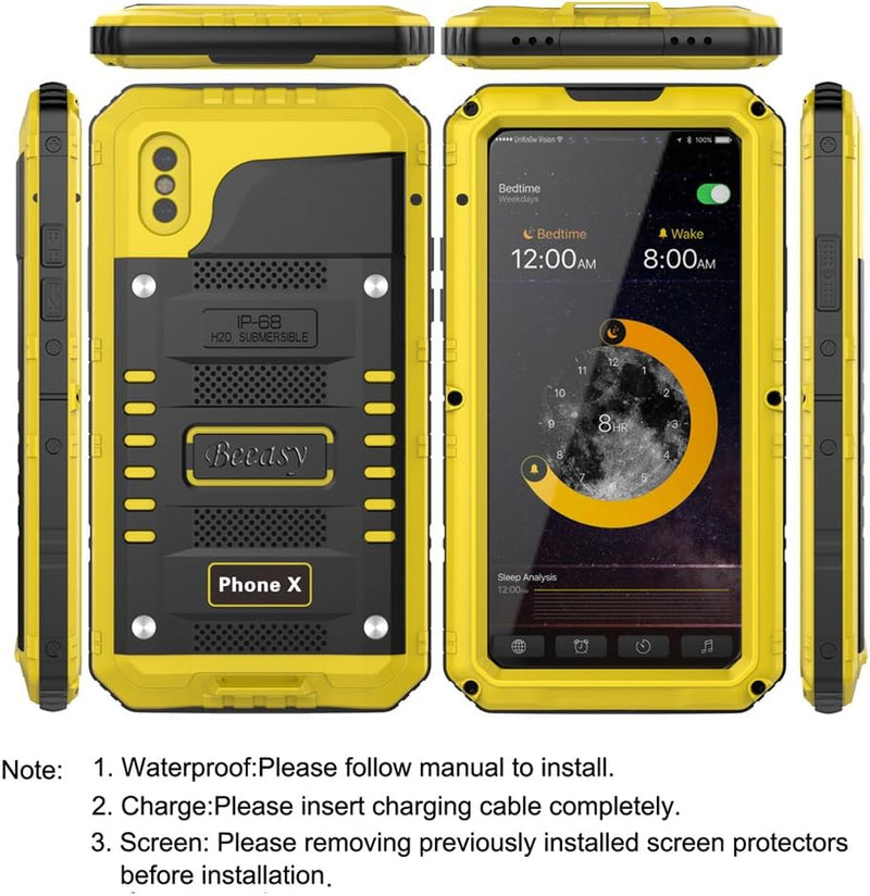 Beeasy Hülle Kompatibel mit iPhone X/XS, Wasserdicht Outdoor Stossfest Handy Case Militärstandard Sc
