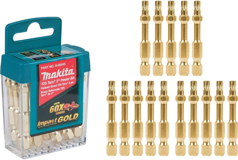 Makita B-60545 Impact Gold T25 Torx 2″ Power Bit, 15/Pk