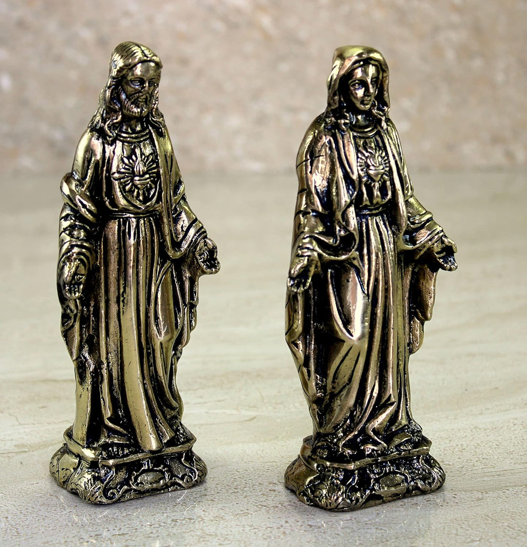 eSplanade Jesus Christus und Mutter Maria Idol Statue Skulptur aus Messing, 14,6 cm
