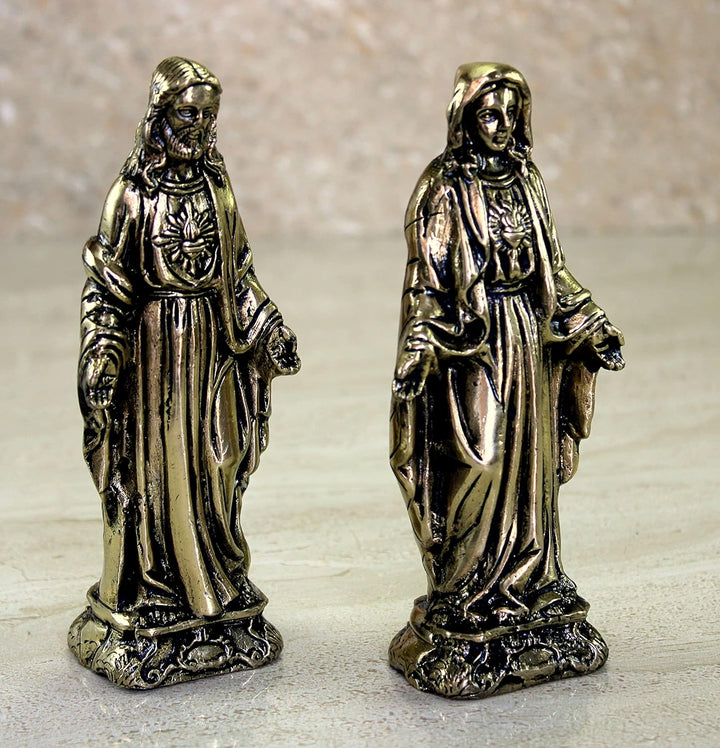 eSplanade Jesus Christus und Mutter Maria Idol Statue Skulptur aus Messing, 14,6 cm