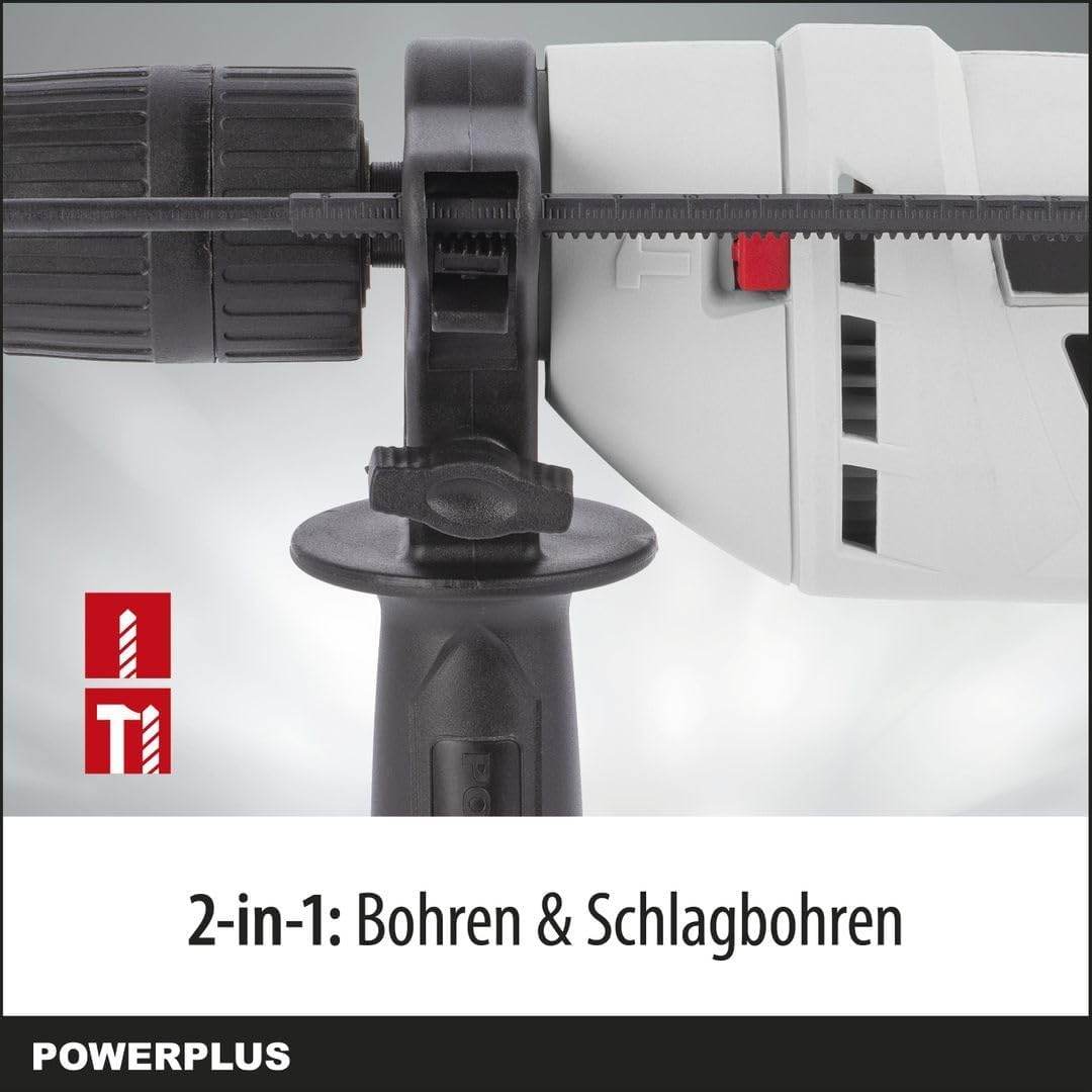 Powerplus Elektro-Schlagbohrmaschine POWC10200-2 in 1: (Schlag-) Bohren, 600 W Bohrmaschine, Links-R
