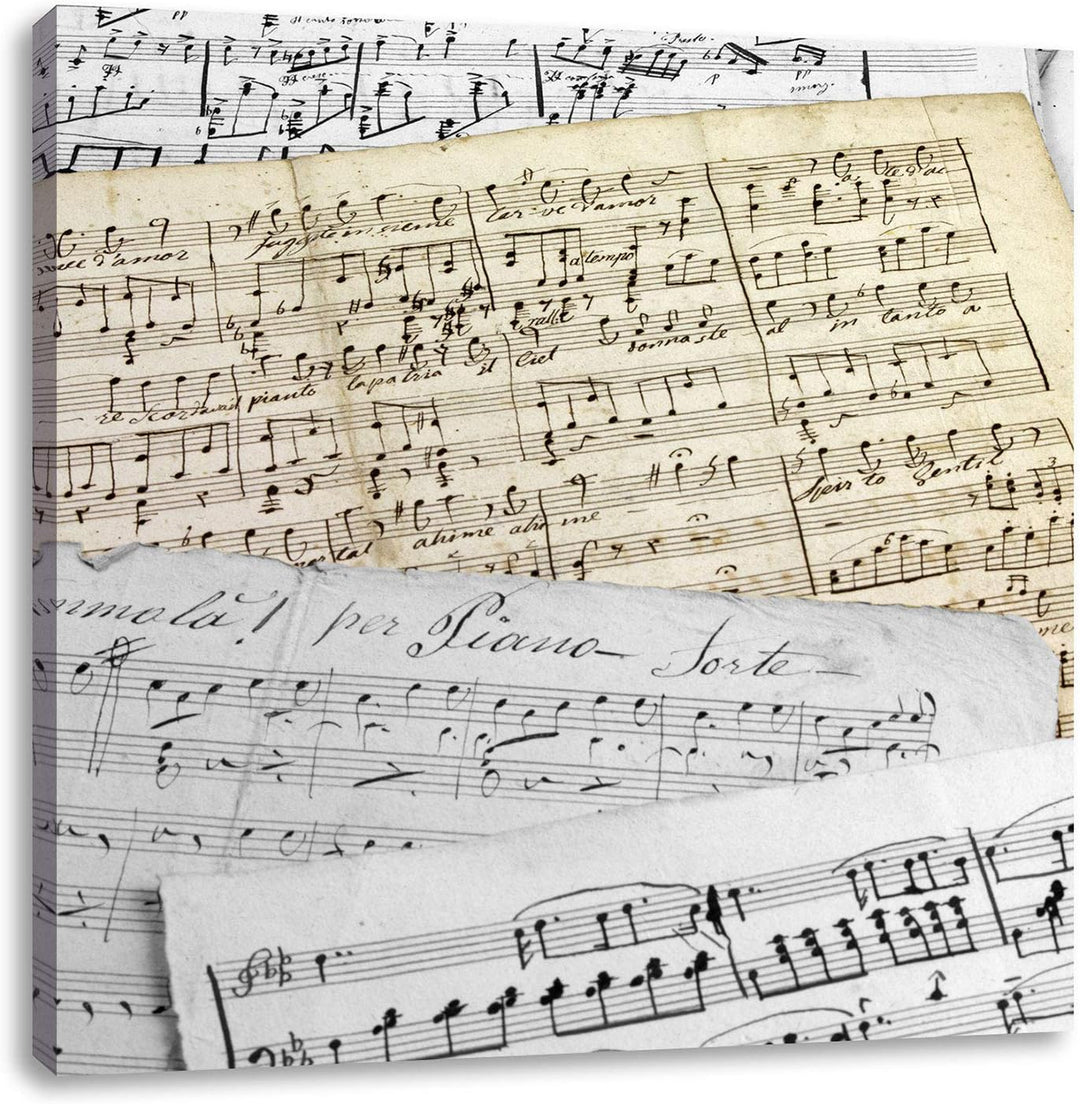Pixxprint schöne alte Notenblätter als Leinwandbild/Grösse: 70x70 cm/Wandbild/Kunstdruck/fertig besp
