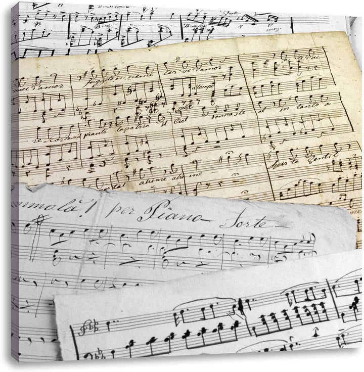 Pixxprint schöne alte Notenblätter als Leinwandbild/Grösse: 70x70 cm/Wandbild/Kunstdruck/fertig besp