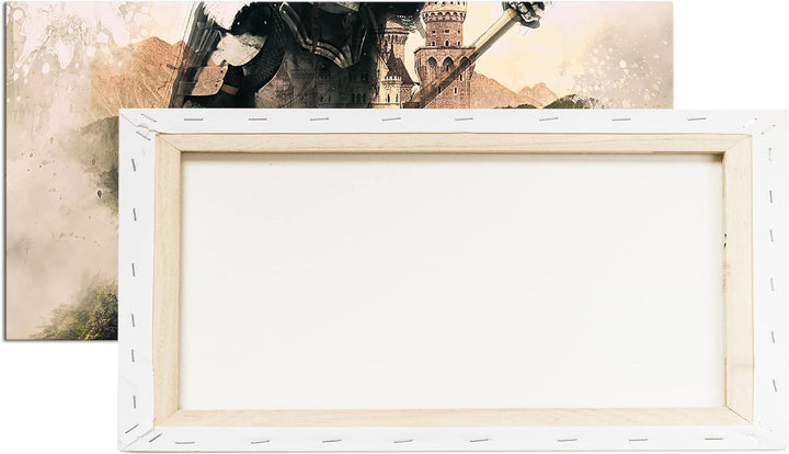 Mittelalter - Illustration Panorama 60x30 cm als Leinwandbild, Motiv fertig gerahmt auf Echtholzrahm