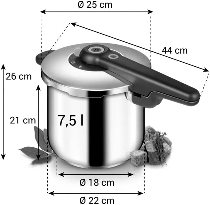 Tescoma Schnellkochtopf 7,5 l SmartCLICK, 7,5 Liter