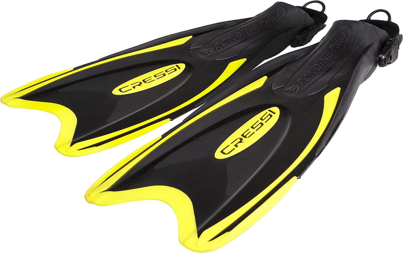 Cressi Palau Saf Fins Einstellbare Kurze Flossen zum Schwimmen und Schnorcheln Schwarz/Gelb Lange Fl