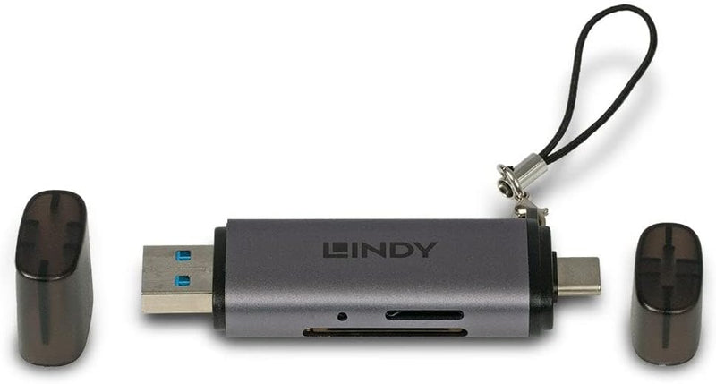 LINDY 43335 USB 3.2 Kartenleser, Typ C & A, SD/MicroSD