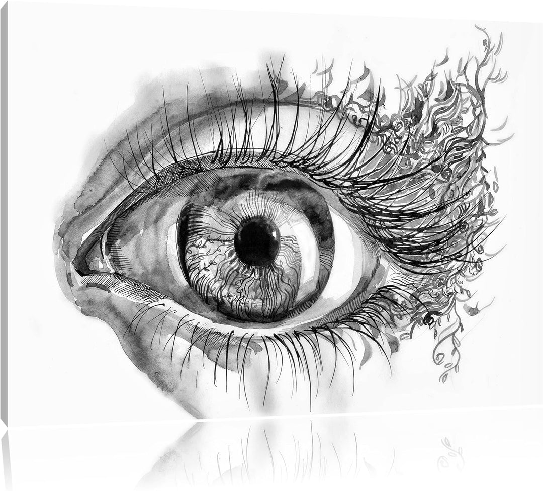 Monocrome, Grünes Auge, Format: 100x70 auf Leinwand, XXL riesige Bilder fertig gerahmt mit Keilrahme