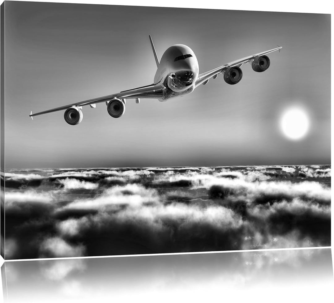 Pixxprint Flugzeug 100x70cm Leinwandbild Wandbild Kunstdruck, 100x70